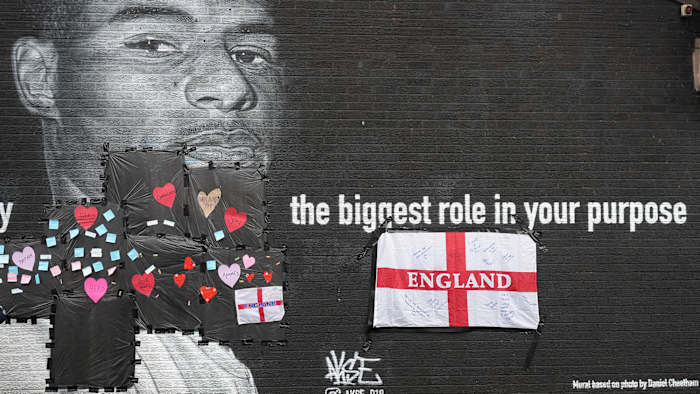 A mural of Marcus Rashford in England
